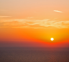 Image showing in santorini    greece sunset and the sky mediterranean red sea