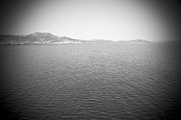 Image showing greece from the boat  islands in mediterranean sea and sky