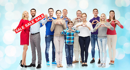 Image showing happy people with percentage sign showing heart