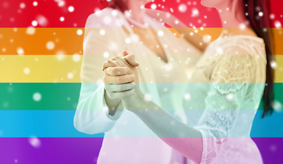 Image showing close up of happy married lesbian couple dancing