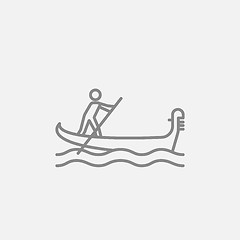 Image showing Sailor rowing boat line icon.