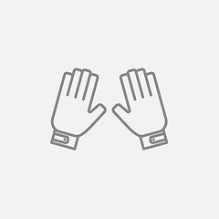 Image showing Motorcycle gloves line icon.