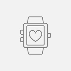 Image showing Smartwatch with heart sign line icon.