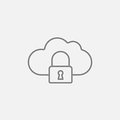 Image showing Cloud computing security line icon.