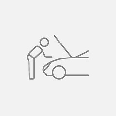 Image showing Man fixing car line icon.