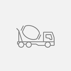 Image showing Concrete mixer truck line icon.