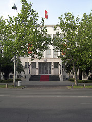 Image showing presidential palace with national flag Podgorica Montenegro