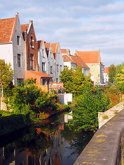 Image showing medieval houses  canal tourist destination Bruges Brugge Belgium