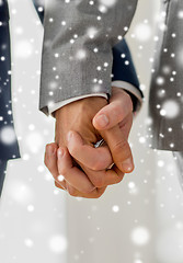 Image showing close up of male gay couple holding hands