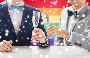 Image showing close up of male gay couple with champagne glasses