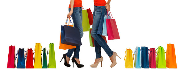 Image showing close up of women with shopping bags