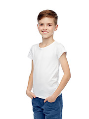 Image showing happy boy in white t-shirt and jeans