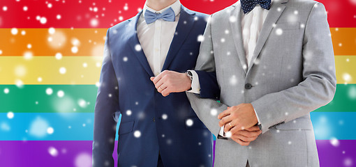 Image showing close up of happy male gay couple holding hands