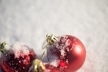 Image showing christmas ball in snow