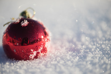 Image showing christmas ball in snow