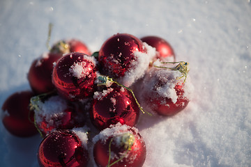 Image showing christmas ball in snow