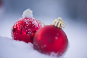 Image showing christmas ball in snow