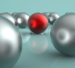 Image showing Standing Out Metallic Balls Showing Leadership