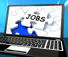 Image showing Jobs On Laptop Shows Online Application Or Hiring