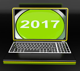 Image showing Two Thousand And Seventeen On Laptop Shows New Year 2017