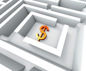 Image showing Dollar Sign In Maze Shows Finding Dollars