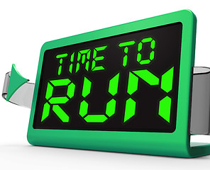 Image showing Time To Run Clock Means Under Pressure And Must Leave