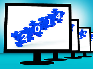 Image showing 2014 On Monitors Shows Future Calendar