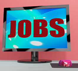 Image showing Jobs On Monitor Shows Employment Or Hiring Online