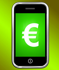 Image showing Euro Sign On Phone Shows European Currency