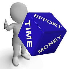 Image showing Effort Time Money Dice Representing Business