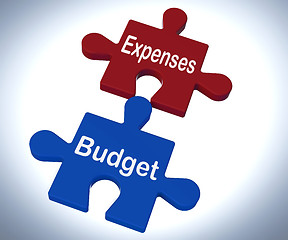 Image showing Expenses Budget Puzzle Shows Company Bookkeeping And Balance