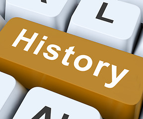 Image showing History Key Means Past Or Old Days\r