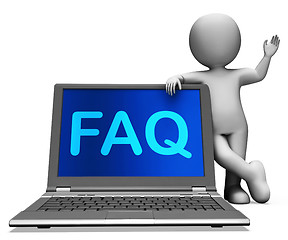 Image showing Faq Laptop And Character Shows Solution And Frequently Asked Que