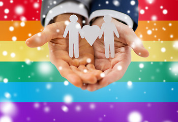 Image showing close up of happy male gay couple with love symbol