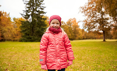 Image showing happy little girl in autumn park