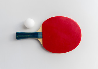 Image showing close up of table tennis rackets with ball