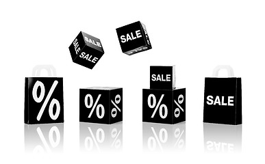 Image showing shopping bags and sale signs with percent 