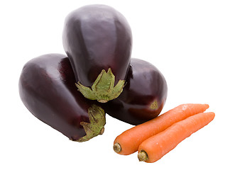 Image showing Aubergines and Carrot
