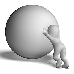 Image showing Struggling Uphill Man With Ball Showing Determination