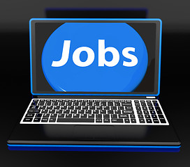 Image showing Jobs On Laptop Shows Unemployment Jobless Or Hiring Online