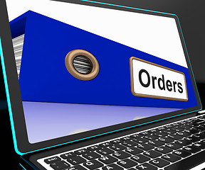 Image showing Orders File On Laptop Shows Customers Records