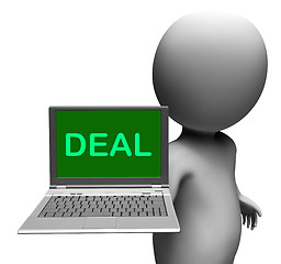 Image showing Deal Laptop Shows Agreement Contract Or Dealing Online