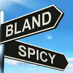 Image showing Bland Spicy Signpost Means Tasteless Or Hot