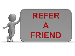 Image showing Refer A Friend Sign Shows Suggesting Website