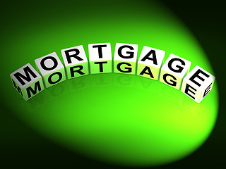 Image showing Mortgage Dice Refer to House and Estate Loan