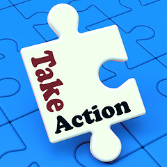 Image showing Take Action Puzzle Shows Inspire Inspirational And Motivate