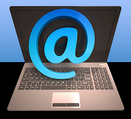 Image showing At Sign Laptop Shows Email on Web