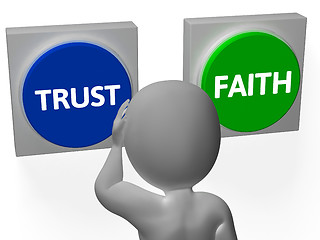 Image showing Trust Faith Buttons Show Trustful Or Faithfulness