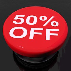 Image showing Fifty Percent Button Shows Sale Discount Or 50 Off