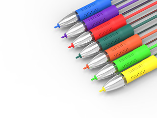 Image showing Multicolored Pens On White Copyspace Shows Felt Pens With Copy S